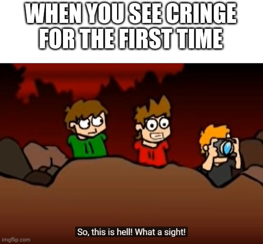 So this is hell | WHEN YOU SEE CRINGE FOR THE FIRST TIME | image tagged in so this is hell | made w/ Imgflip meme maker