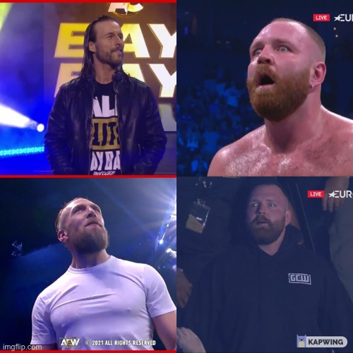 Shocked Jon Moxley | image tagged in aew,wwe,all elite wrestling,aew all out,aew all out 2021,adam cole | made w/ Imgflip meme maker