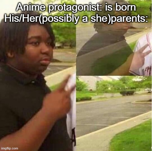 This is stolen right? | Anime protagonist: is born
His/Her(possibly a she)parents: | image tagged in disappearing | made w/ Imgflip meme maker