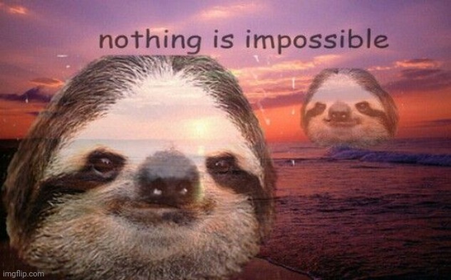 Sloth nothing is impossible | image tagged in sloth nothing is impossible | made w/ Imgflip meme maker