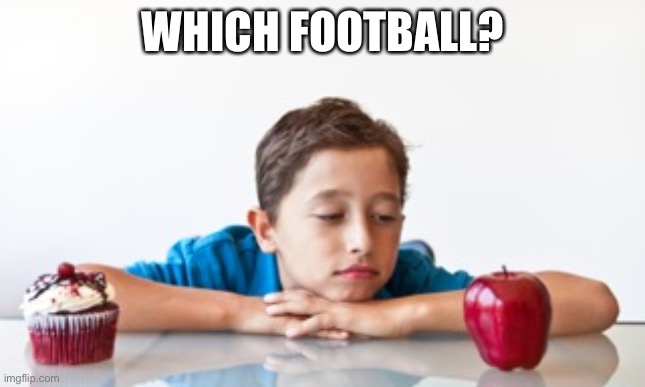 which one? | WHICH FOOTBALL? | image tagged in which one | made w/ Imgflip meme maker