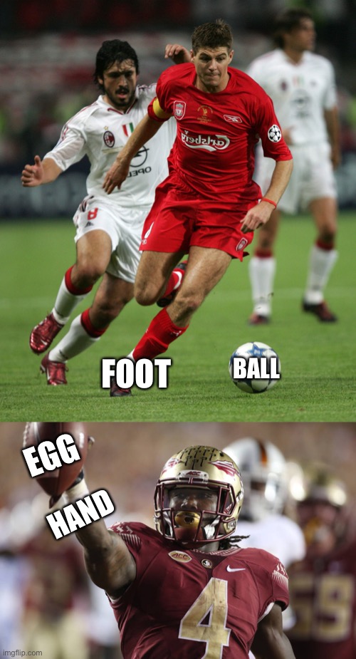 No one can argue with this. There is no possible way. | FOOT; BALL; EGG; HAND | image tagged in football,handegg | made w/ Imgflip meme maker