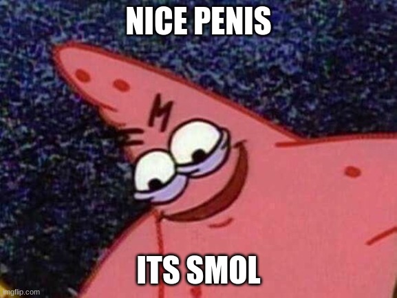 Patrick Looking Down | NICE PENIS ITS SMOL | image tagged in patrick looking down | made w/ Imgflip meme maker