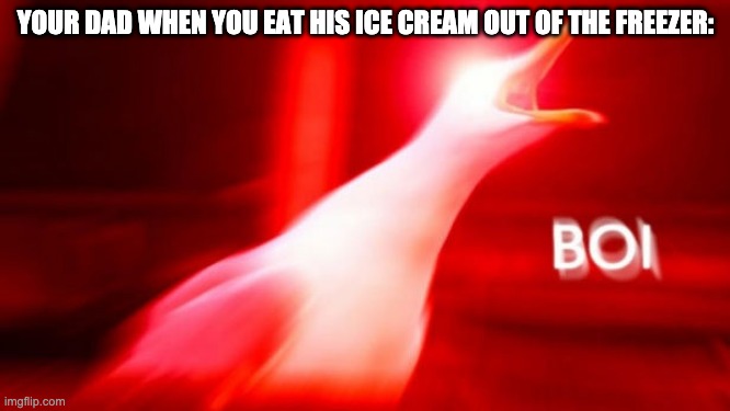 YOUR DAD WHEN YOU EAT HIS ICE CREAM OUT OF THE FREEZER: | image tagged in funny | made w/ Imgflip meme maker