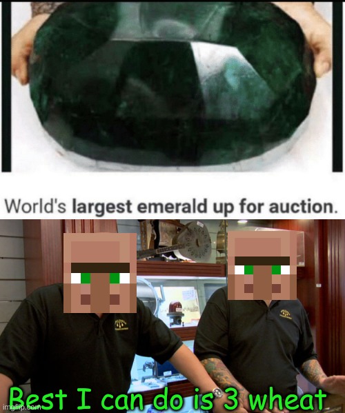 I want more than 3 wheat | Best I can do is 3 wheat | image tagged in pawn stars best i can do,memes,emeralds,minecraft,villagers | made w/ Imgflip meme maker