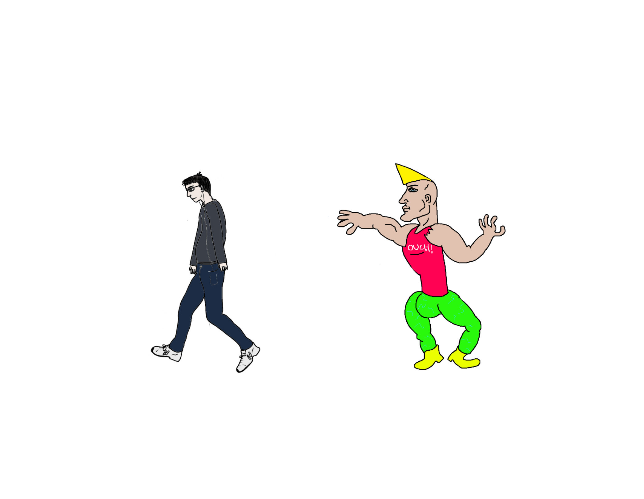 Virgin vs Chad (extra space) Blank Meme Template