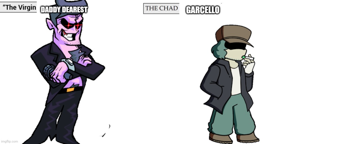 Virgin and Chad |  DADDY DEAREST; GARCELLO | image tagged in virgin and chad | made w/ Imgflip meme maker