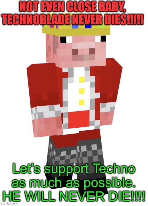 Technoblade Vs Cancer |  NOT EVEN CLOSE BABY, TECHNOBLADE NEVER DIES!!!!! Let’s support Techno as much as possible. HE WILL NEVER DIE!!!! | image tagged in technoblade | made w/ Imgflip meme maker