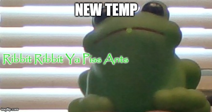 Ribbit Ribbit Ya Piss Ants (Picture Ver) | NEW TEMP | image tagged in ribbit ribbit ya piss ants picture ver | made w/ Imgflip meme maker