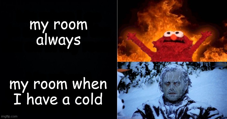 0_0 | my room always; my room when I have a cold | image tagged in hot cold | made w/ Imgflip meme maker