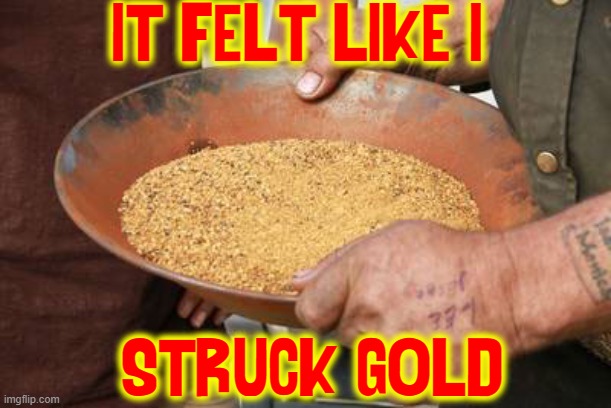 IT FELT LIKE I STRUCK GOLD | made w/ Imgflip meme maker
