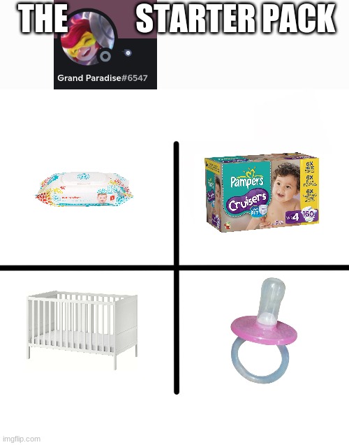 This guy is a 24 year old who wears Pampers Cruisers. | THE           STARTER PACK | image tagged in memes,blank starter pack,man baby | made w/ Imgflip meme maker