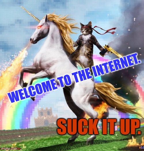 Welcome To The Internets Meme | WELCOME TO THE INTERNET. SUCK IT UP. | image tagged in memes,welcome to the internets | made w/ Imgflip meme maker