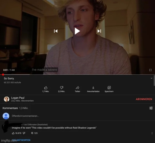 I love YT comments | image tagged in destruction 100,oof size large,now that's a lot of damage,rekt,funny,logan paul | made w/ Imgflip meme maker