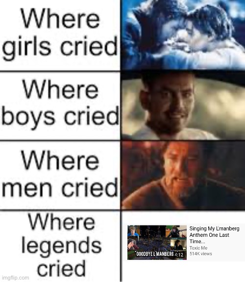 I’ve watched that video at least 20 times witt friends, and cousins, and I still can’t get through it without crying | image tagged in where legends cried | made w/ Imgflip meme maker