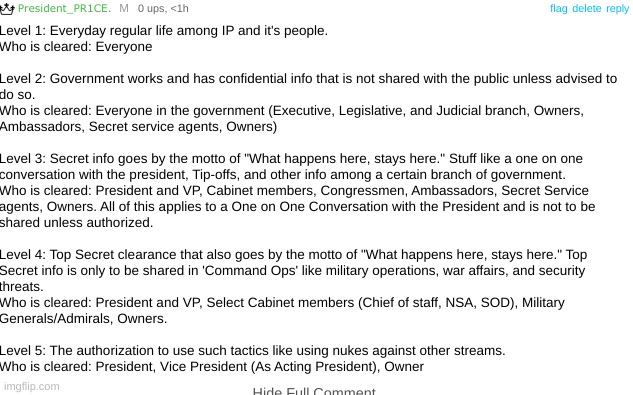 Levels of Clearance Explained, Effective Immediately as EO | image tagged in loc | made w/ Imgflip meme maker