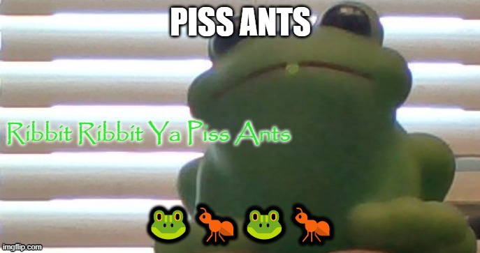 LAST POST I SWEAR | PISS ANTS; 🐸🐜🐸🐜 | image tagged in ribbit ribbit ya piss ants picture ver | made w/ Imgflip meme maker