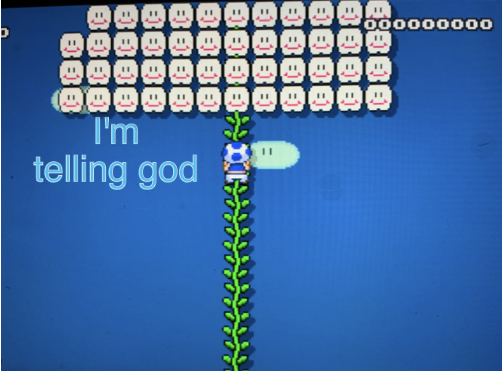 Toad tells god Blank Meme Template