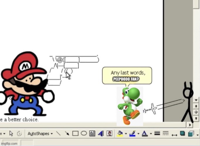Yoshi and Mario kills a peepoodo fan | image tagged in yoshi and mario kills a peepoodo fan | made w/ Imgflip meme maker