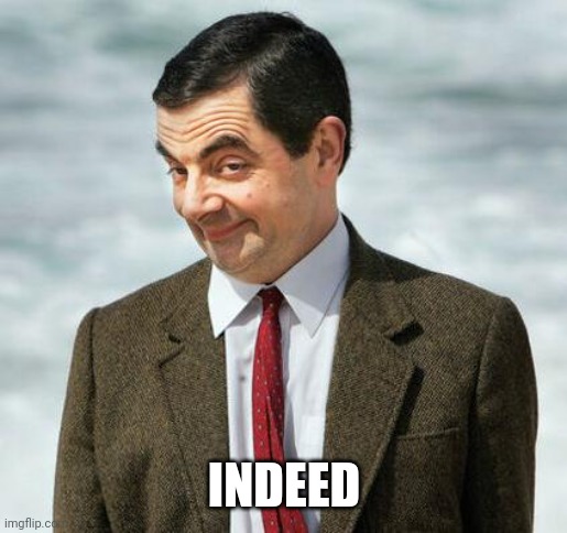 mr bean | INDEED | image tagged in mr bean | made w/ Imgflip meme maker