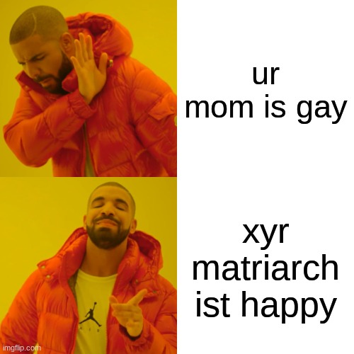 thesaurus | ur mom is gay; xyr matriarch ist happy | image tagged in memes,drake hotline bling | made w/ Imgflip meme maker