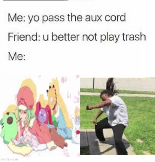 Me in IRL | image tagged in pass me the aux cord,you better no play any trash,anime girl | made w/ Imgflip meme maker