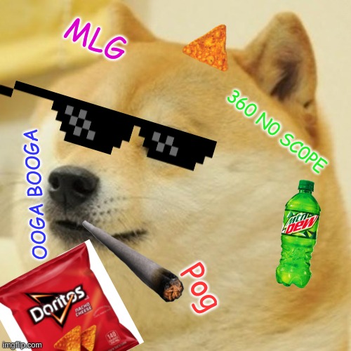 Doge Meme | MLG; 360 N0 SC0PE; OOGA BOOGA; Pog | image tagged in memes,doge | made w/ Imgflip meme maker