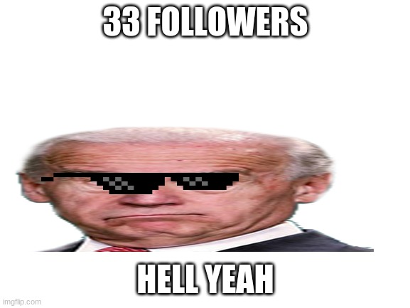 yay | 33 FOLLOWERS; HELL YEAH | image tagged in blank white template | made w/ Imgflip meme maker
