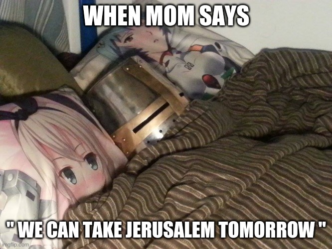 Weeb Crusader | WHEN MOM SAYS; " WE CAN TAKE JERUSALEM TOMORROW " | image tagged in weeb crusader | made w/ Imgflip meme maker