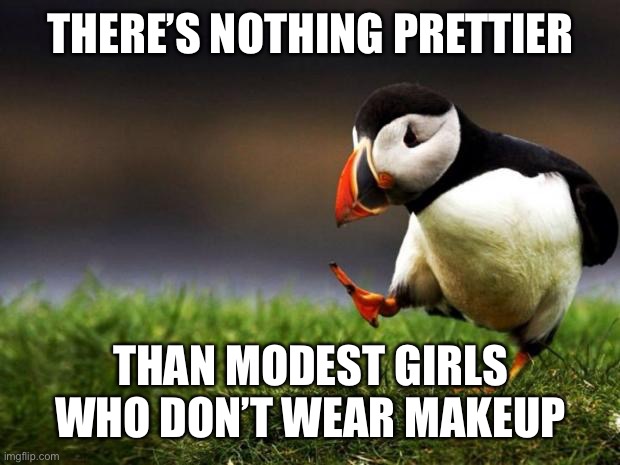 And that’s a fact |  THERE’S NOTHING PRETTIER; THAN MODEST GIRLS WHO DON’T WEAR MAKEUP | image tagged in memes,unpopular opinion puffin,food for thought,and that's a fact,pretty woman,attractive | made w/ Imgflip meme maker