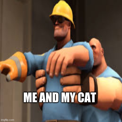 IM BACK FROM BREAK | ME AND MY CAT | image tagged in tf2 | made w/ Imgflip meme maker