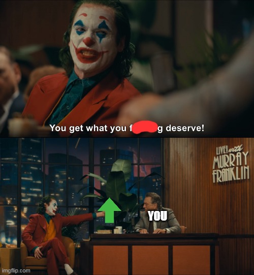 Joker You Get What you Deserve | YOU | image tagged in joker you get what you deserve | made w/ Imgflip meme maker