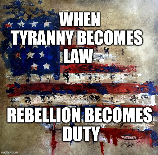 When Tyranny Becomes Law | WHEN TYRANNY BECOMES 
LAW; REBELLION BECOMES 
DUTY | image tagged in tyranny,freedom,america,covid vaccine,medical,lockdown | made w/ Imgflip meme maker