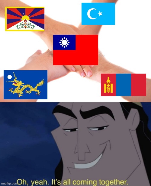 Me & the boys waiting for a free reunited China | image tagged in teamwork four hands,it's all coming together,historical meme | made w/ Imgflip meme maker