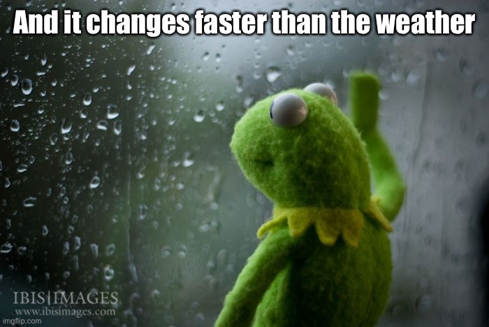 kermit window | And it changes faster than the weather | image tagged in kermit window | made w/ Imgflip meme maker