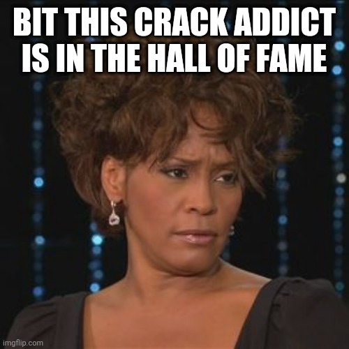 Whitney Houston  | BIT THIS CRACK ADDICT IS IN THE HALL OF FAME | image tagged in whitney houston | made w/ Imgflip meme maker