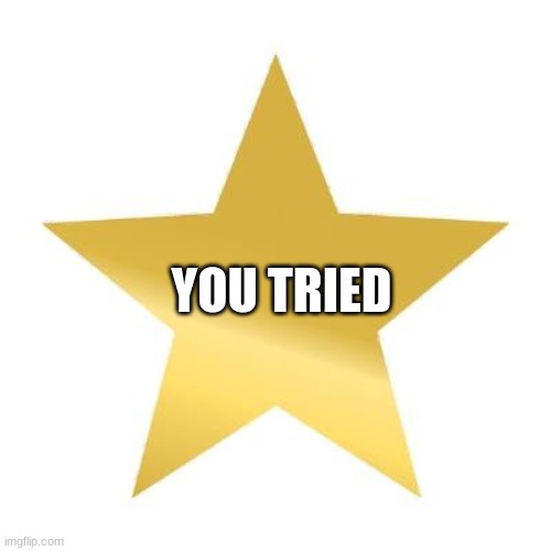 you tried star | YOU TRIED | image tagged in you tried star | made w/ Imgflip meme maker