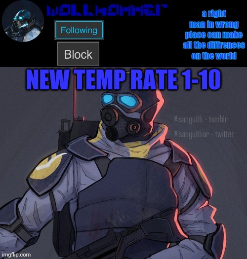 wallhammer | NEW TEMP RATE 1-10 | image tagged in wallhammer | made w/ Imgflip meme maker