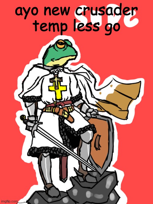 froggy crusader | ayo new crusader temp less go | image tagged in froggy crusader | made w/ Imgflip meme maker