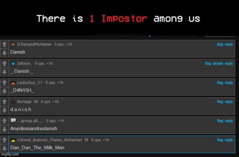 the one that isn't danish | image tagged in 1 impostor | made w/ Imgflip meme maker