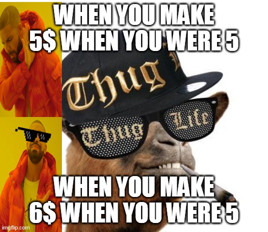 i mean..its not wrong... | WHEN YOU MAKE 5$ WHEN YOU WERE 5; WHEN YOU MAKE 6$ WHEN YOU WERE 5 | made w/ Imgflip meme maker