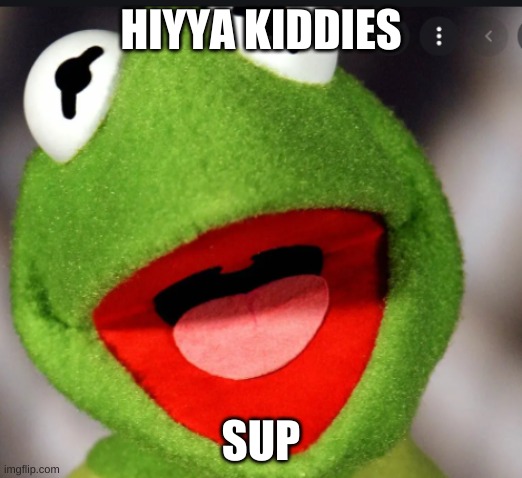 KERmit | HIYYA KIDDIES; SUP | image tagged in funny memes | made w/ Imgflip meme maker