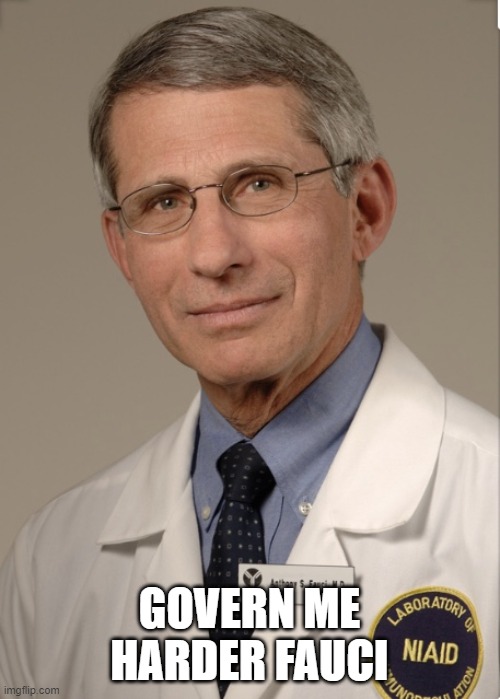 Dr Fauci | GOVERN ME HARDER FAUCI | image tagged in dr fauci | made w/ Imgflip meme maker