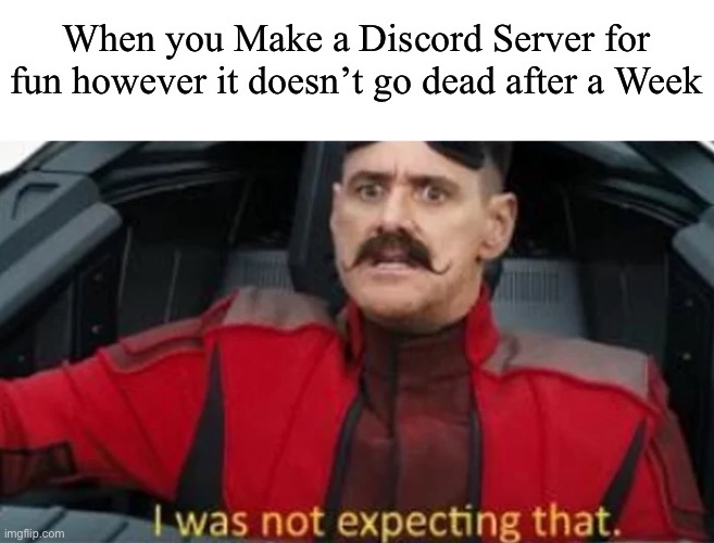 Pog | When you Make a Discord Server for fun however it doesn’t go dead after a Week | image tagged in i was not expecting that | made w/ Imgflip meme maker