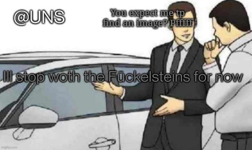 UNS Temp | Ill stop woth the Fūckelsteins for now | image tagged in uns temp | made w/ Imgflip meme maker