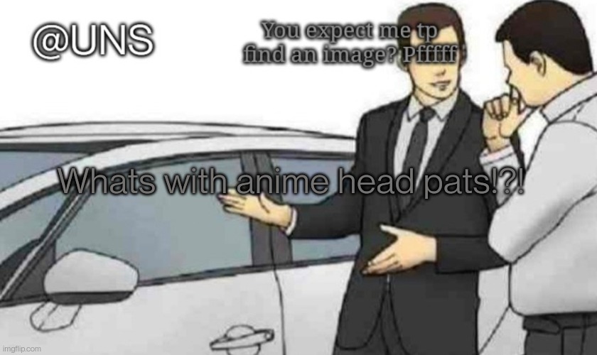 UNS Temp | Whats with anime head pats!?! | image tagged in uns temp | made w/ Imgflip meme maker