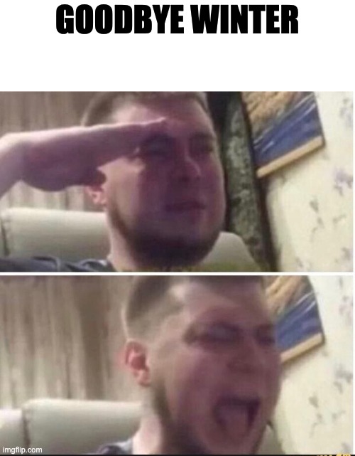 Crying salute | GOODBYE WINTER | image tagged in crying salute | made w/ Imgflip meme maker