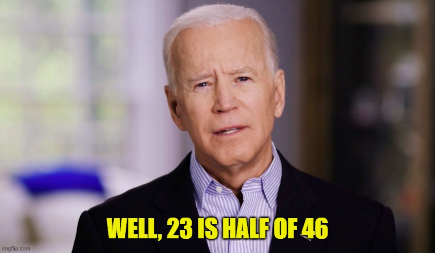 Joe Biden 2020 | WELL, 23 IS HALF OF 46 | image tagged in joe biden 2020 | made w/ Imgflip meme maker
