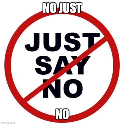 just say no | NO JUST NO | image tagged in just say no | made w/ Imgflip meme maker