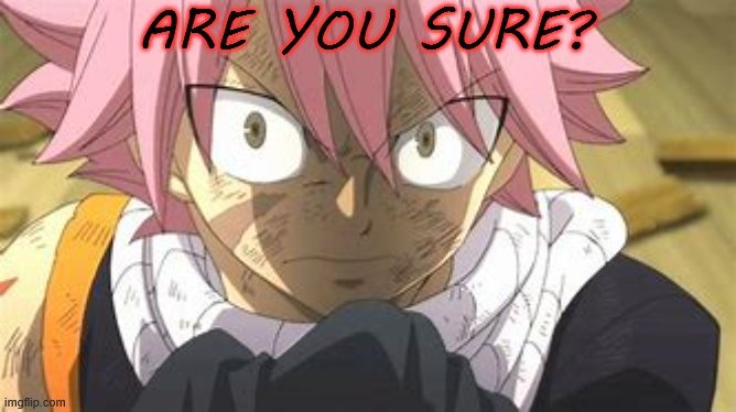 When you insult my friends | ARE YOU SURE? | image tagged in angry natsu | made w/ Imgflip meme maker